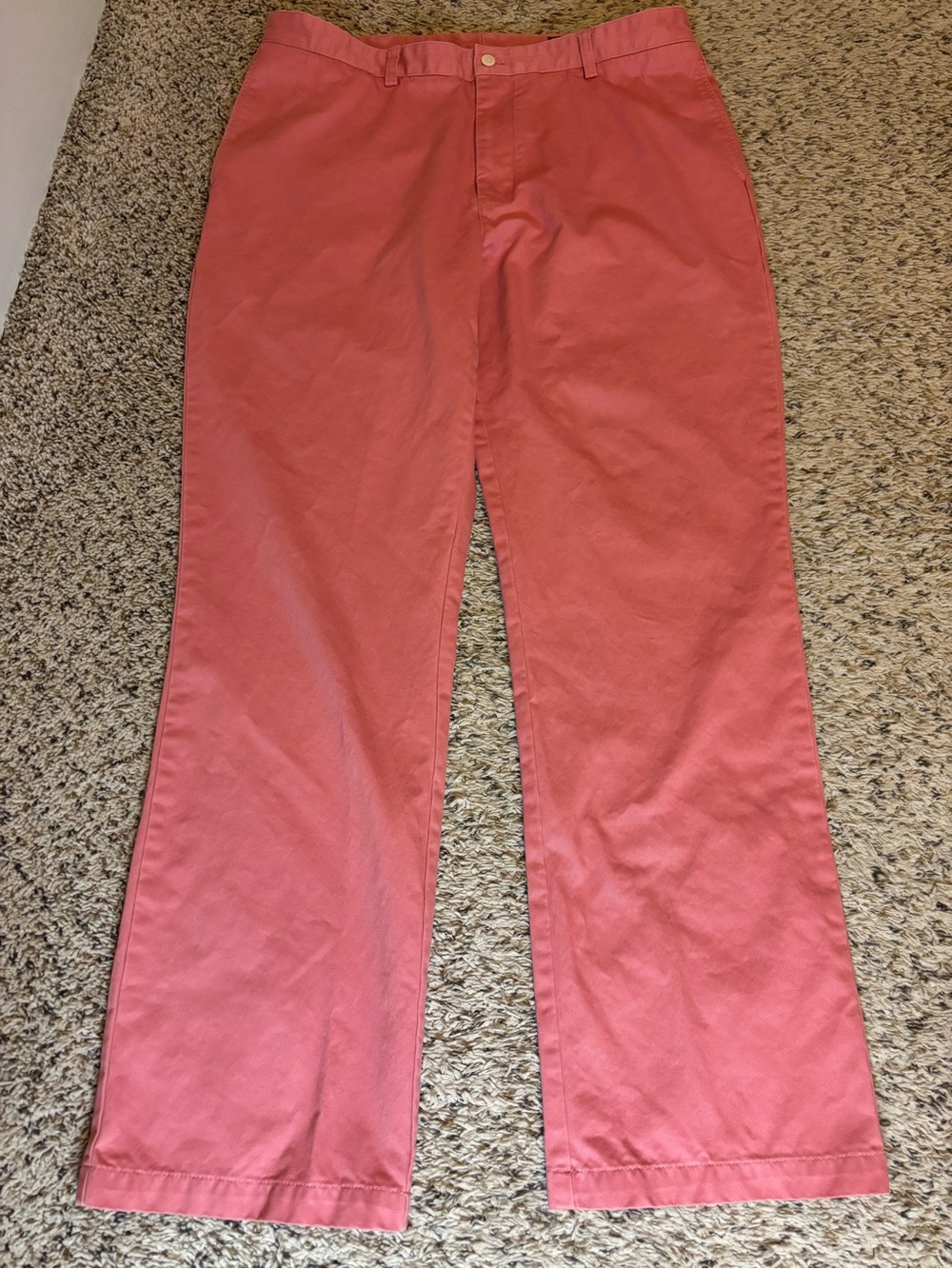 Vineyard Vines Men’s 38x34 Coral Pink Cotton Pants Flat Front Chino